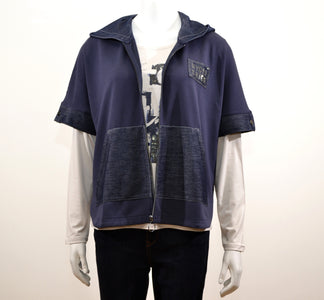 Barbara Lebek Hooded Zip Jacket 16261062 – DARK DENIM – view 1