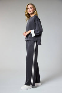 Deck Stripe Trim Trousers N20162 – CHARCOAL – view 1