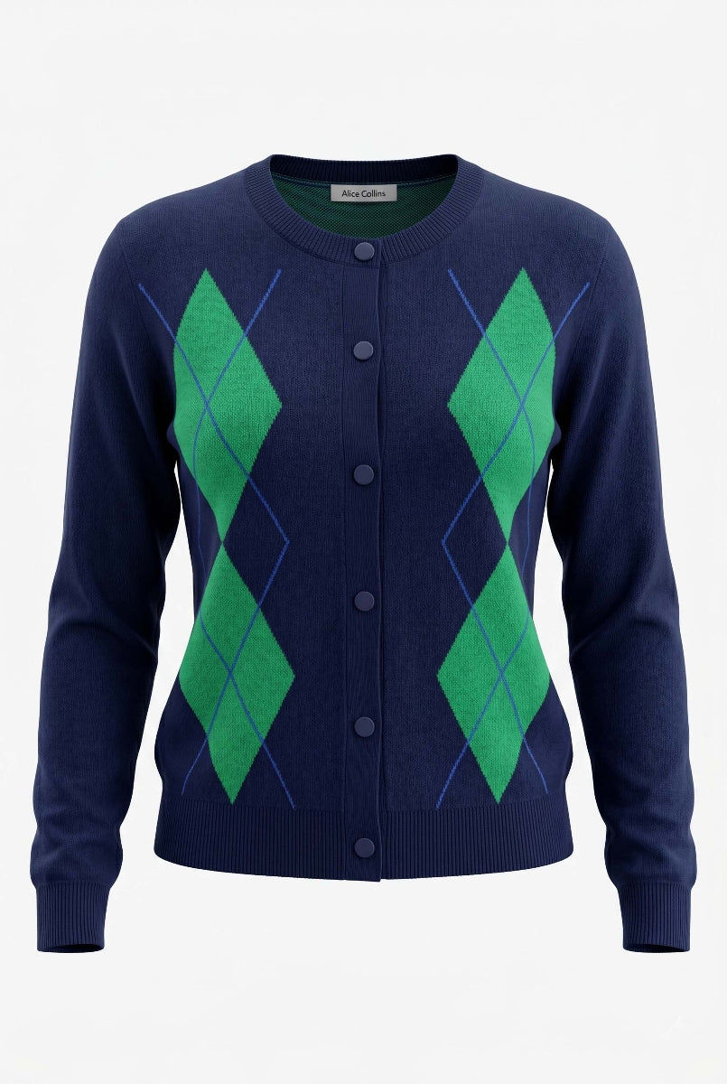 Alice Collins Sloane Cardigan 037A039 in Navy, front photo