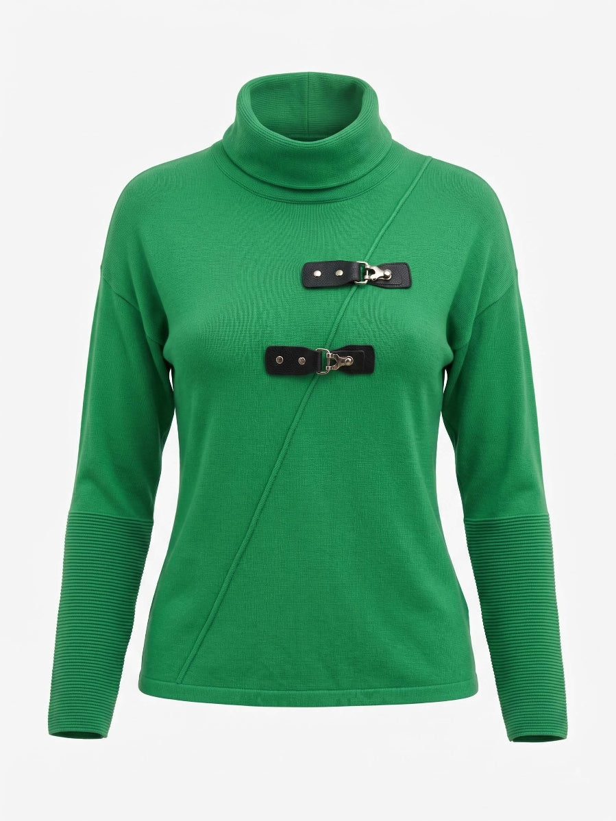 Alice Collins Karlie Roll Neck Pullover 037A007 in EMERALD GREEN, front photo