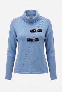 Alice Collins Karlie Roll Neck Pullover 037A007 in ICE BLUE, front photo