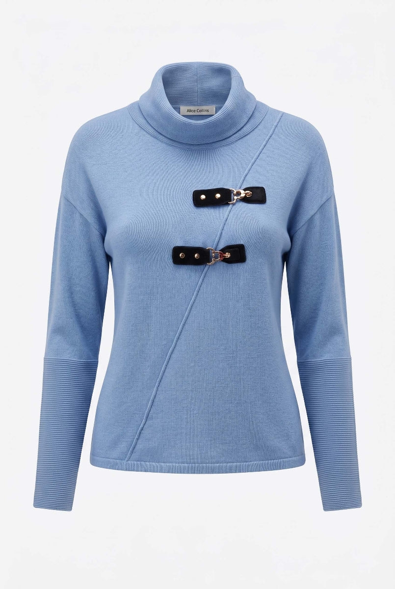 Alice Collins Karlie Roll Neck Pullover 037A007 in ICE BLUE, front photo