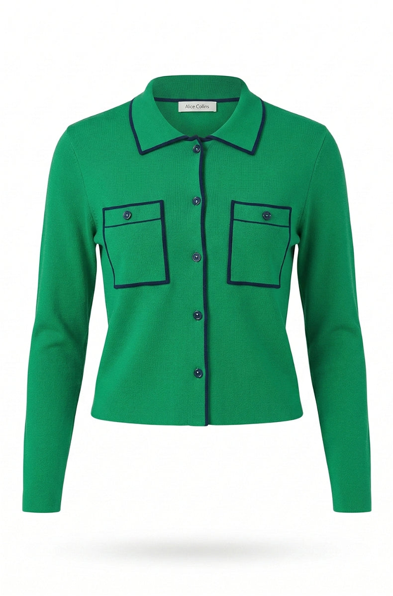 Alice Collins Shauna Cardigan 037A310 in EMERALD GREEN, front photo
