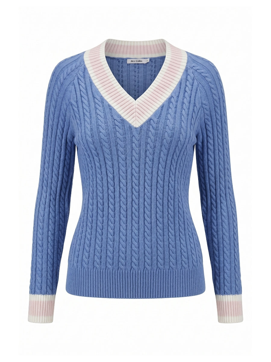 Alice Collins Liz V Pullover 037A023 in SKY BLUE, front photo