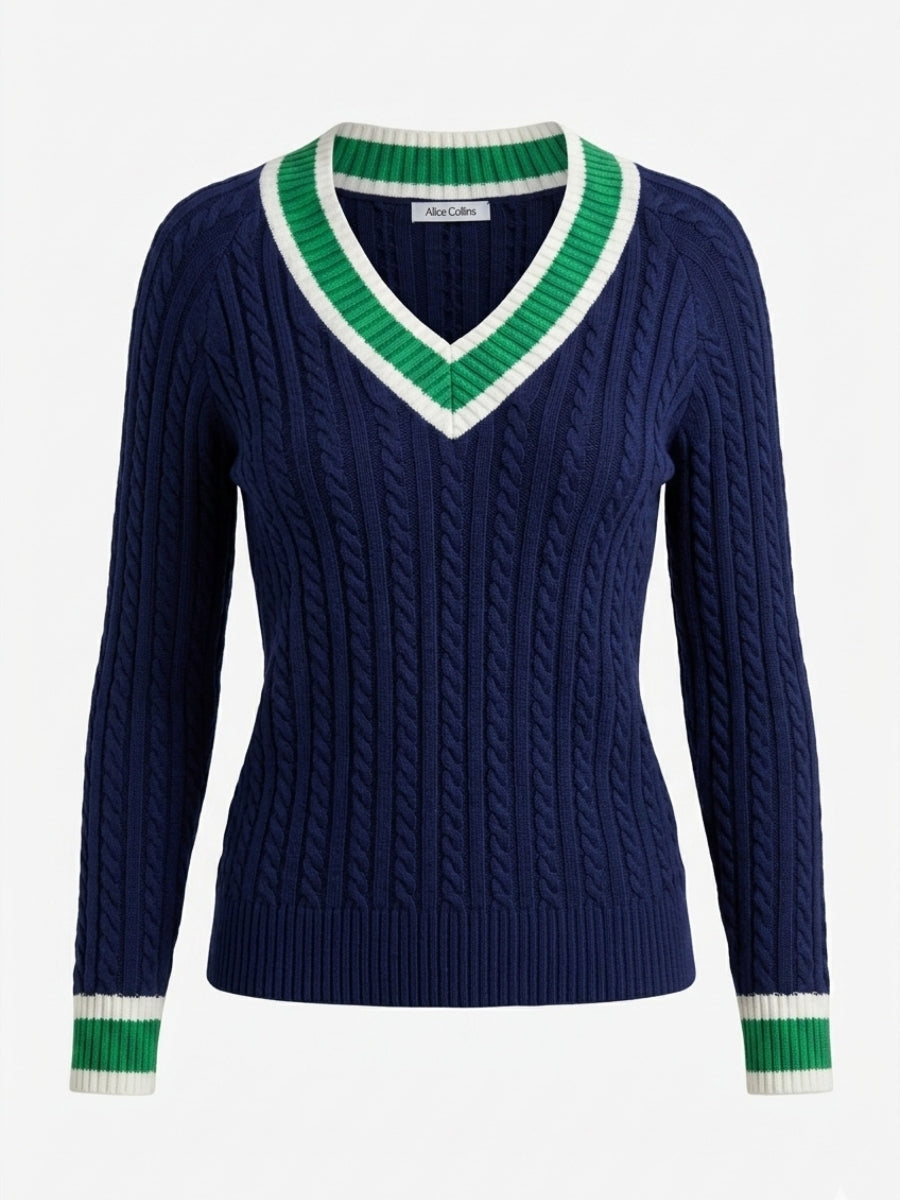 Alice Collins Liz V Pullover 037A023 in Navy, front photo