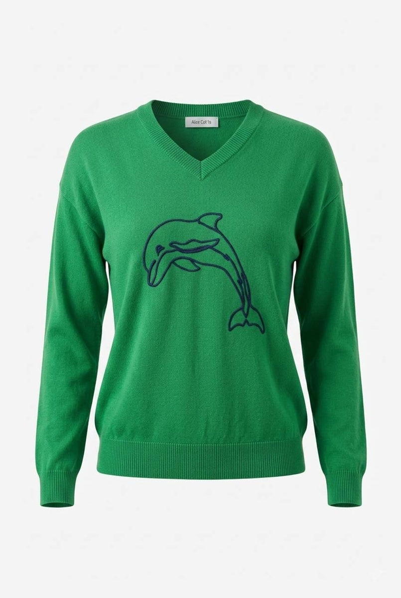 Alice Collins Flipper Pullover 037A144 in EMERALD GREEN, front photo