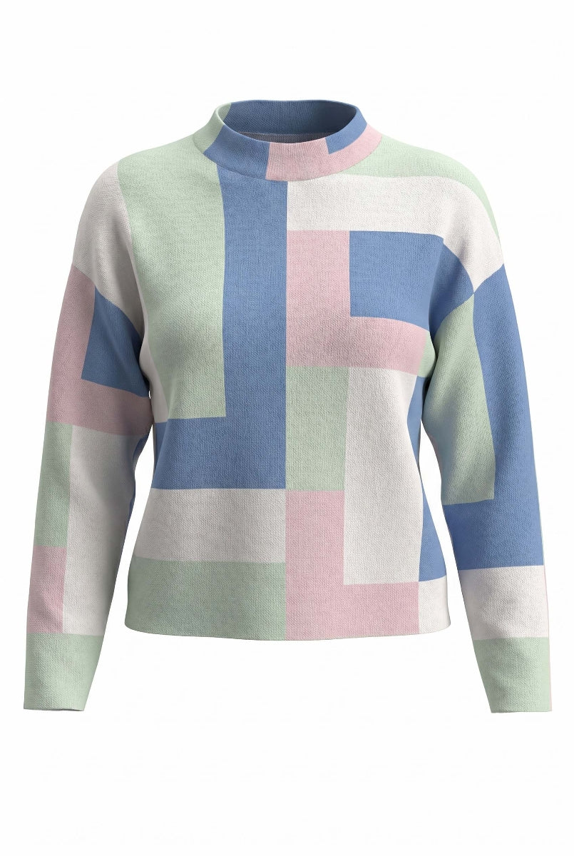 Alice Collins Karlie Hexagon Pullover 037A006 in Pink, front photo