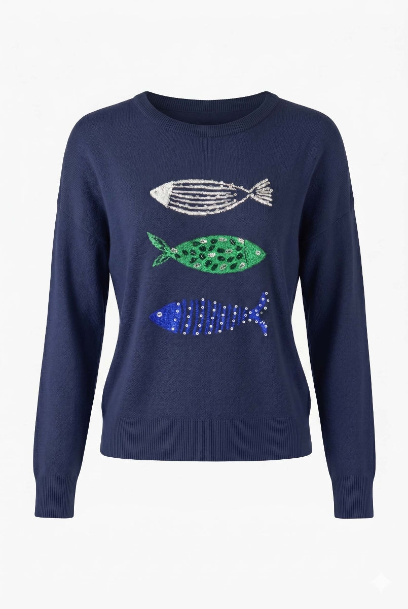 Alice Collins Verna Pullover 037A282 in Navy, front photo
