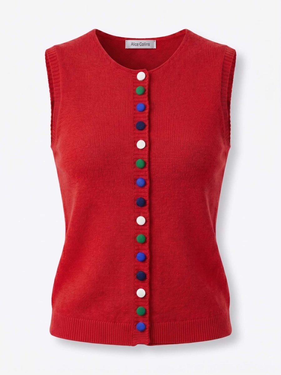 Alice Collins Cindy Waistcoat 037A124 in Red, front photo