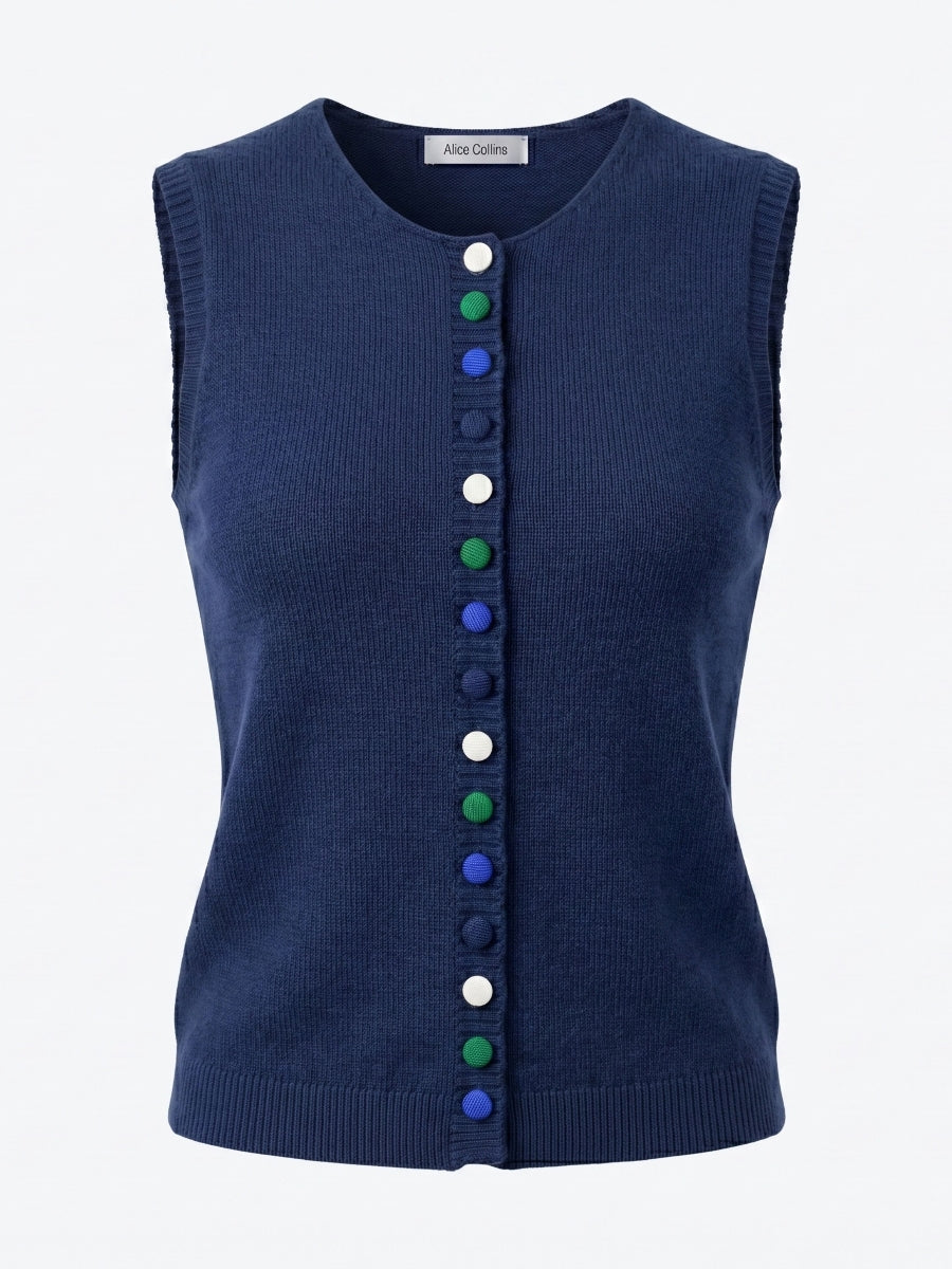 Alice Collins Cindy Waistcoat 037A124 in Navy, front photo