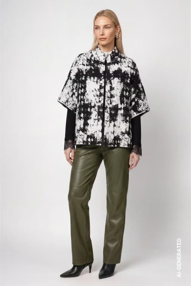 Monari Stand Collar Knit Cape 809938