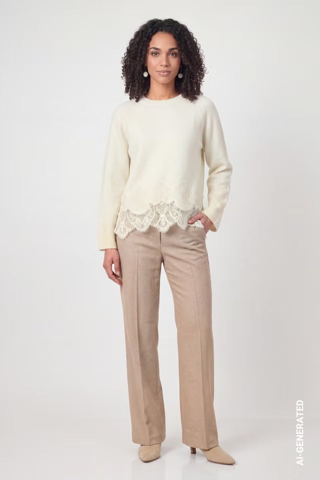 Monari Lace Hem Knit Jumper 809970