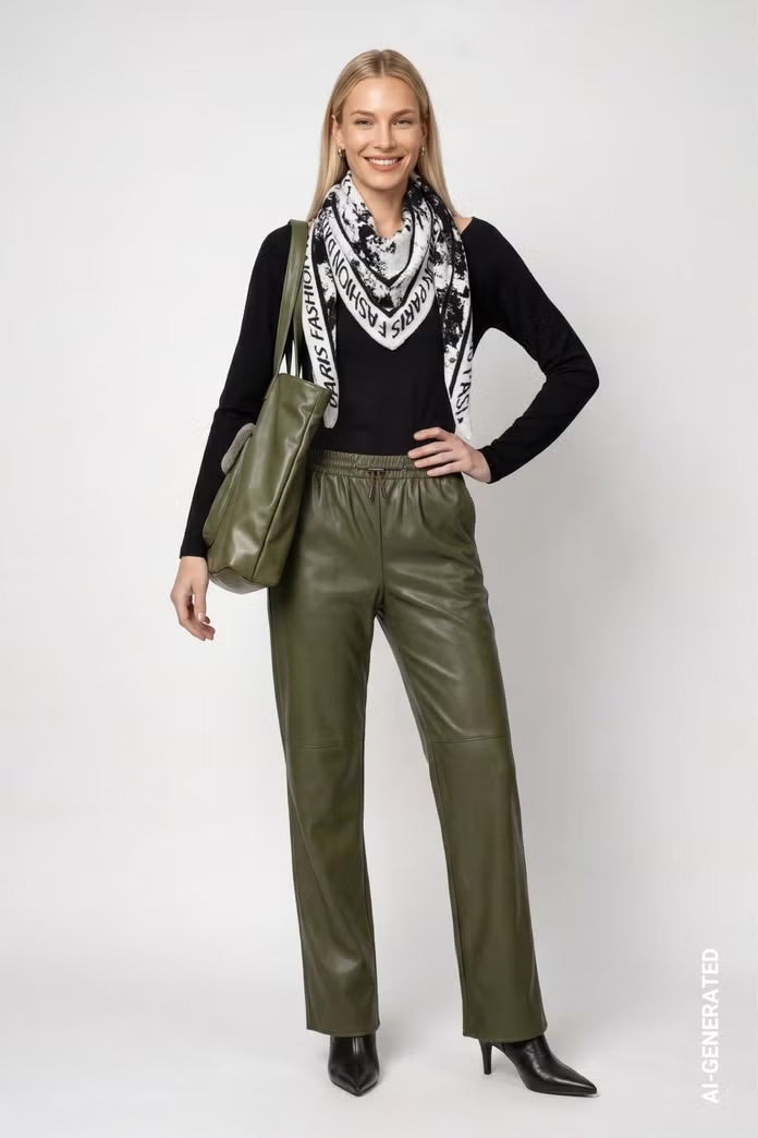 Monari Faux Leather Wide Leg Trousers 810107