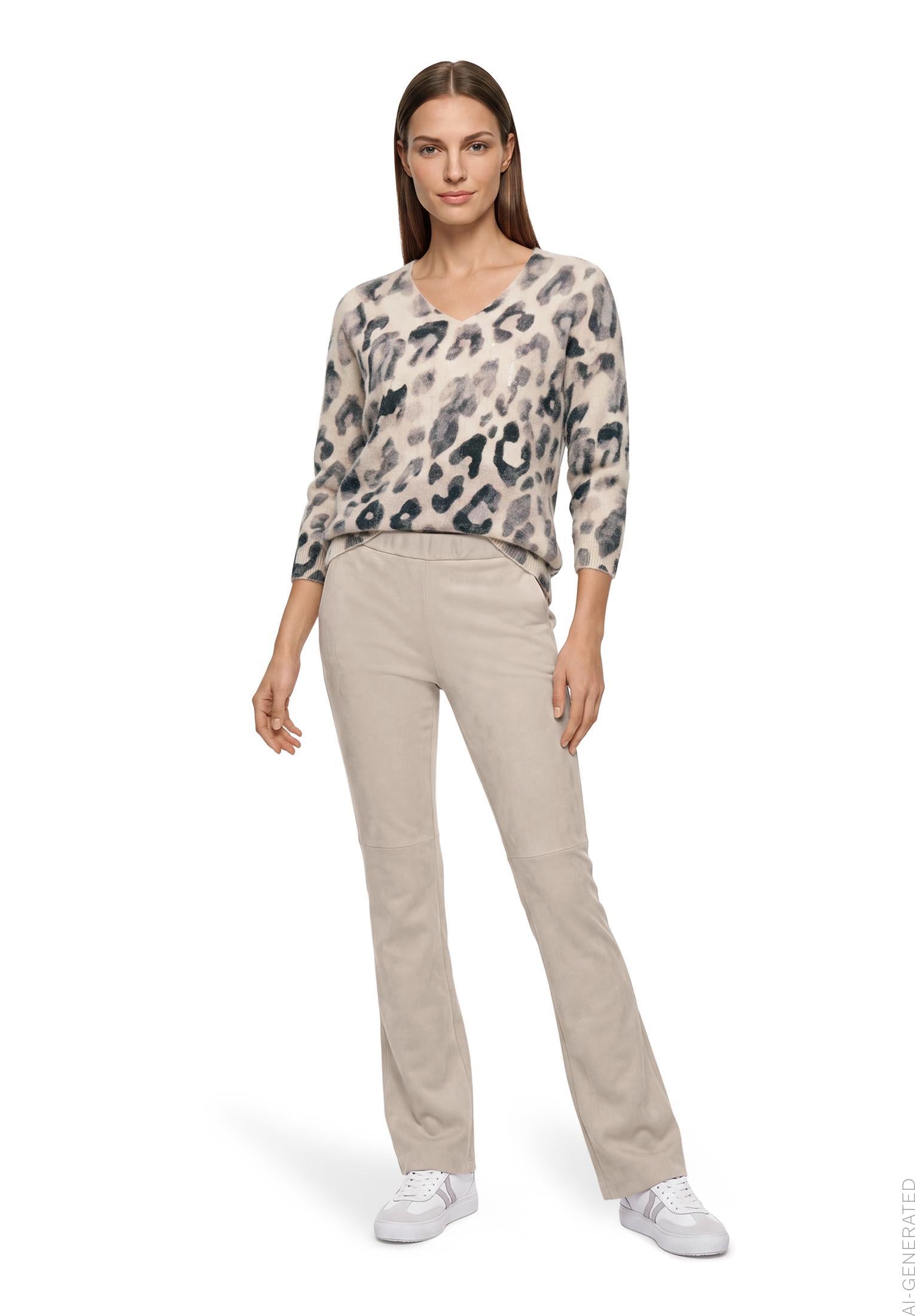 Betty Barclay suede-effect pull-on trousers in taupe, 6071/1178, photo 2