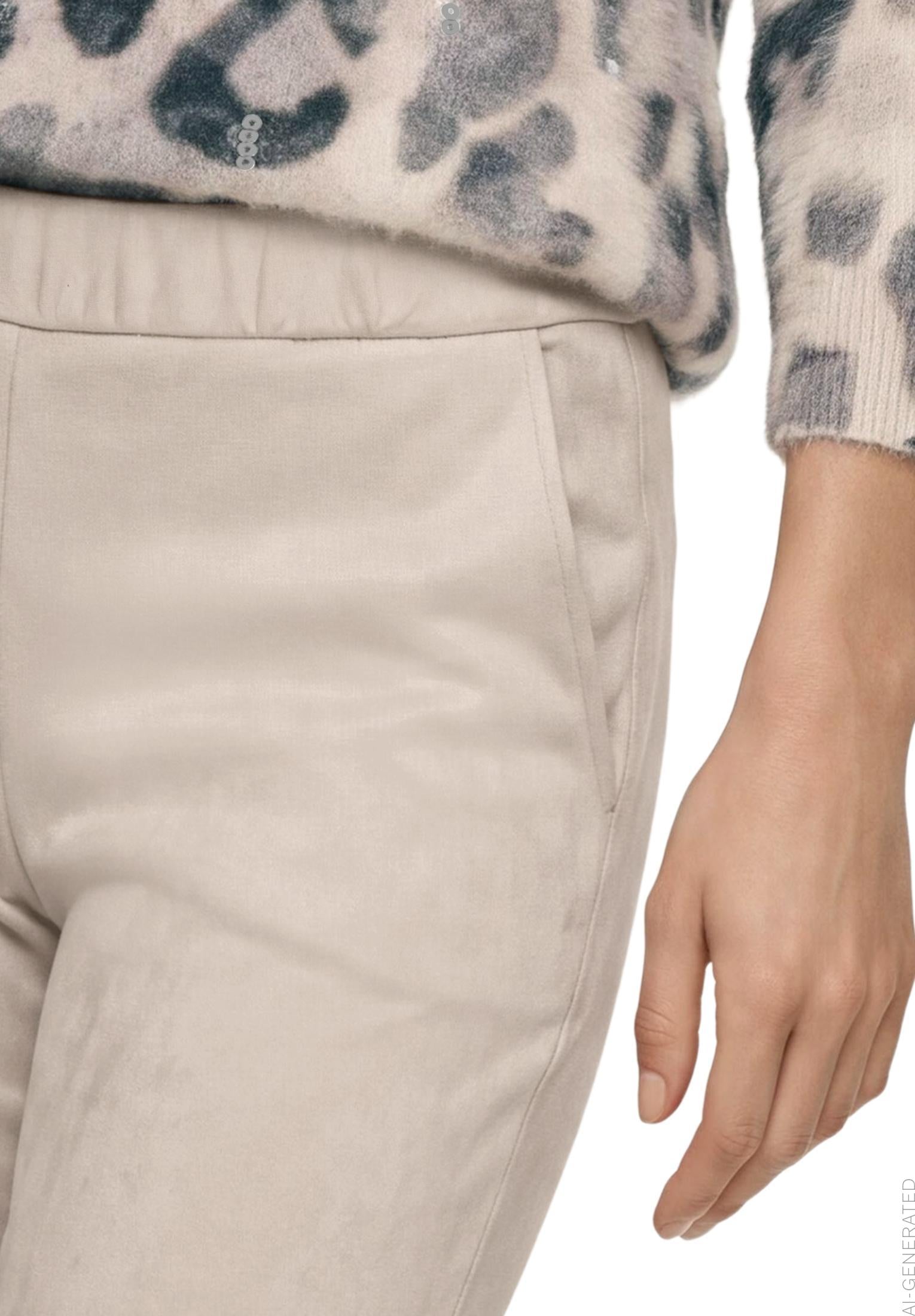 Betty Barclay suede-effect pull-on trousers in taupe, 6071/1178, photo 3