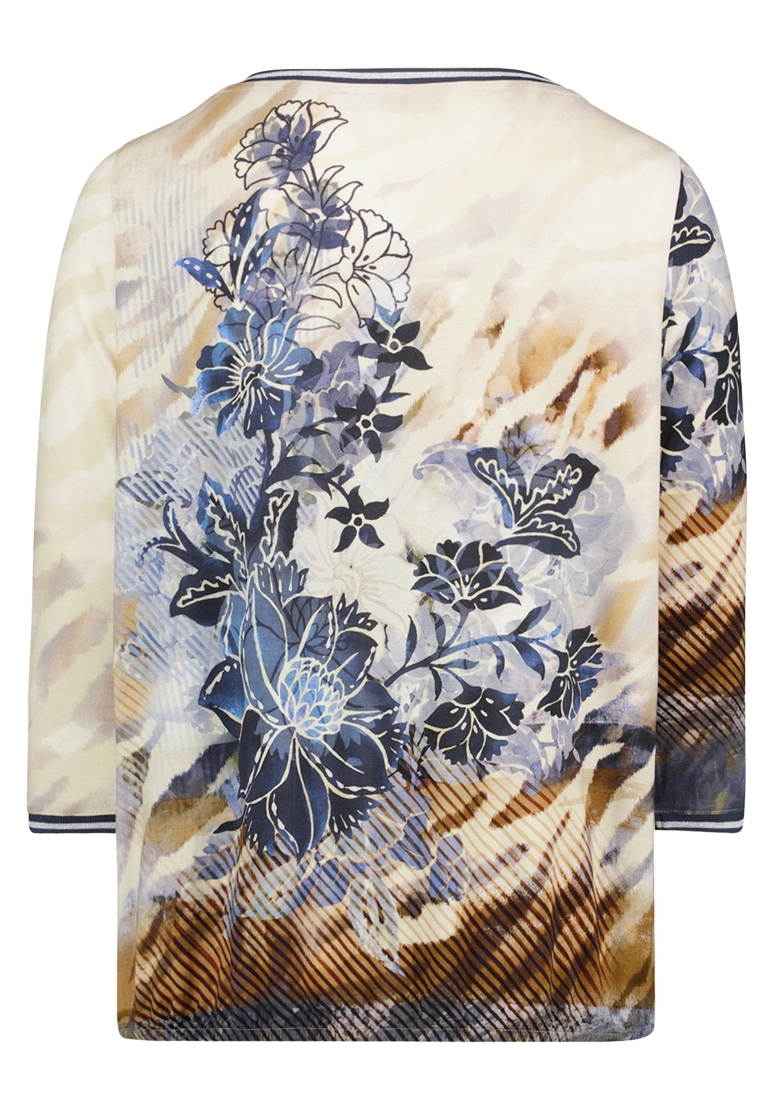 Betty Barclay floral boat-neck jersey top in blue beige, 2953/1722, photo 2