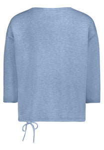 Betty Barclay lettering tie-detail knit jumper in blue, 5504/2044, photo 2