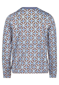 Betty Barclay graphic print v-neck jersey top in blue beige, 2954/1724, photo 2