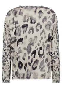 Betty Barclay animal pattern boat-neck jumper in grey, 5510/2051, photo 2