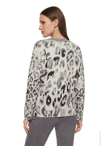 Betty Barclay animal pattern boat-neck jumper in grey, 5510/2051, photo 3