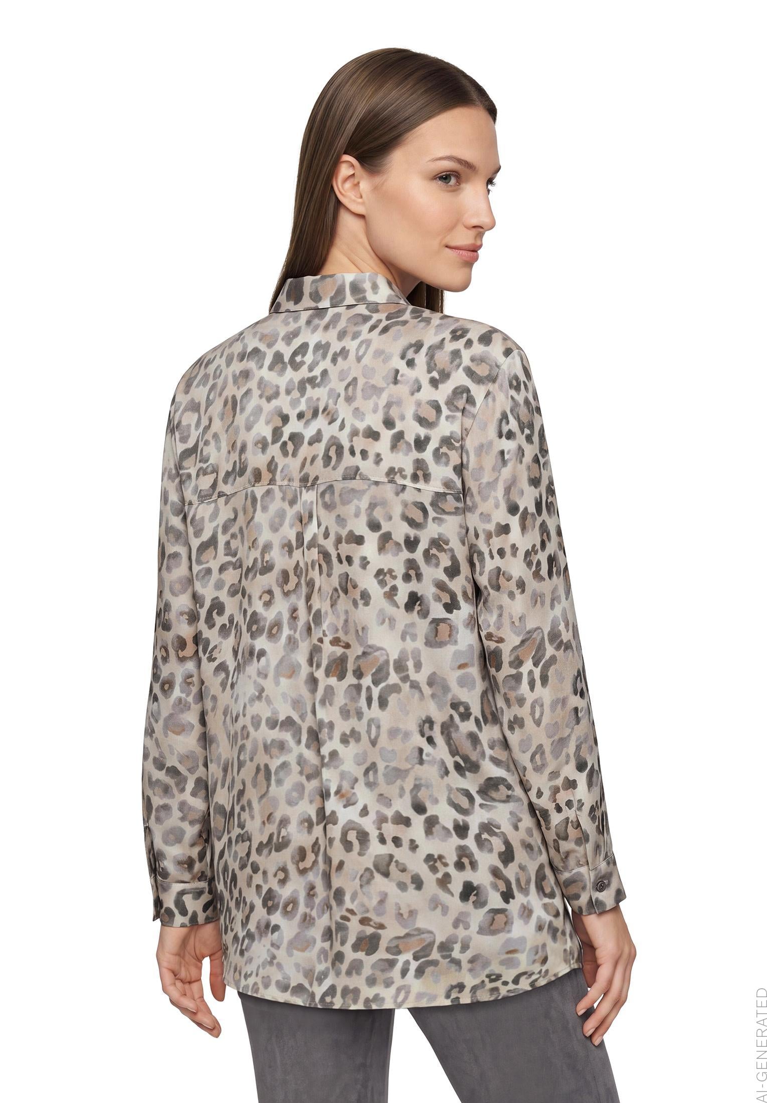 Betty Barclay animal print longline shirt blouse in grey, 8126/1757, photo 2