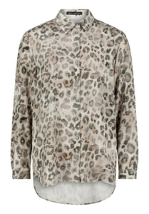 Betty Barclay animal print longline shirt blouse in grey, 8126/1757, photo 3