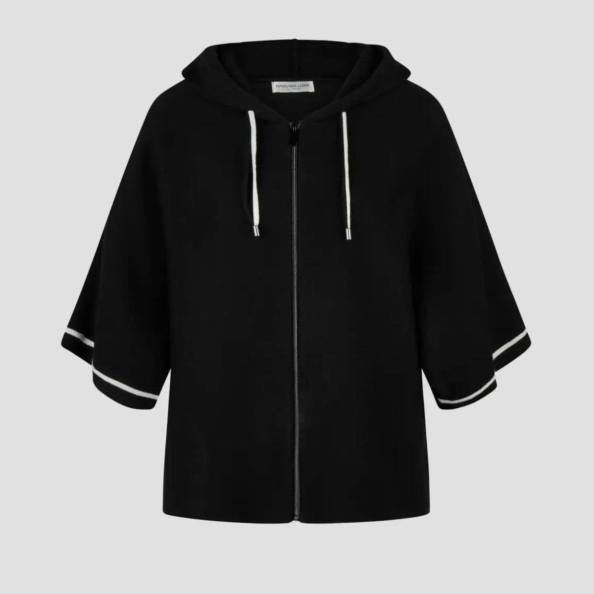 Barbara Lebek Hooded Knit Jacket 15677062 – Black – front