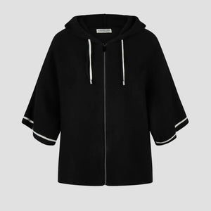Barbara Lebek Hooded Knit Jacket 15677062 – Black – front