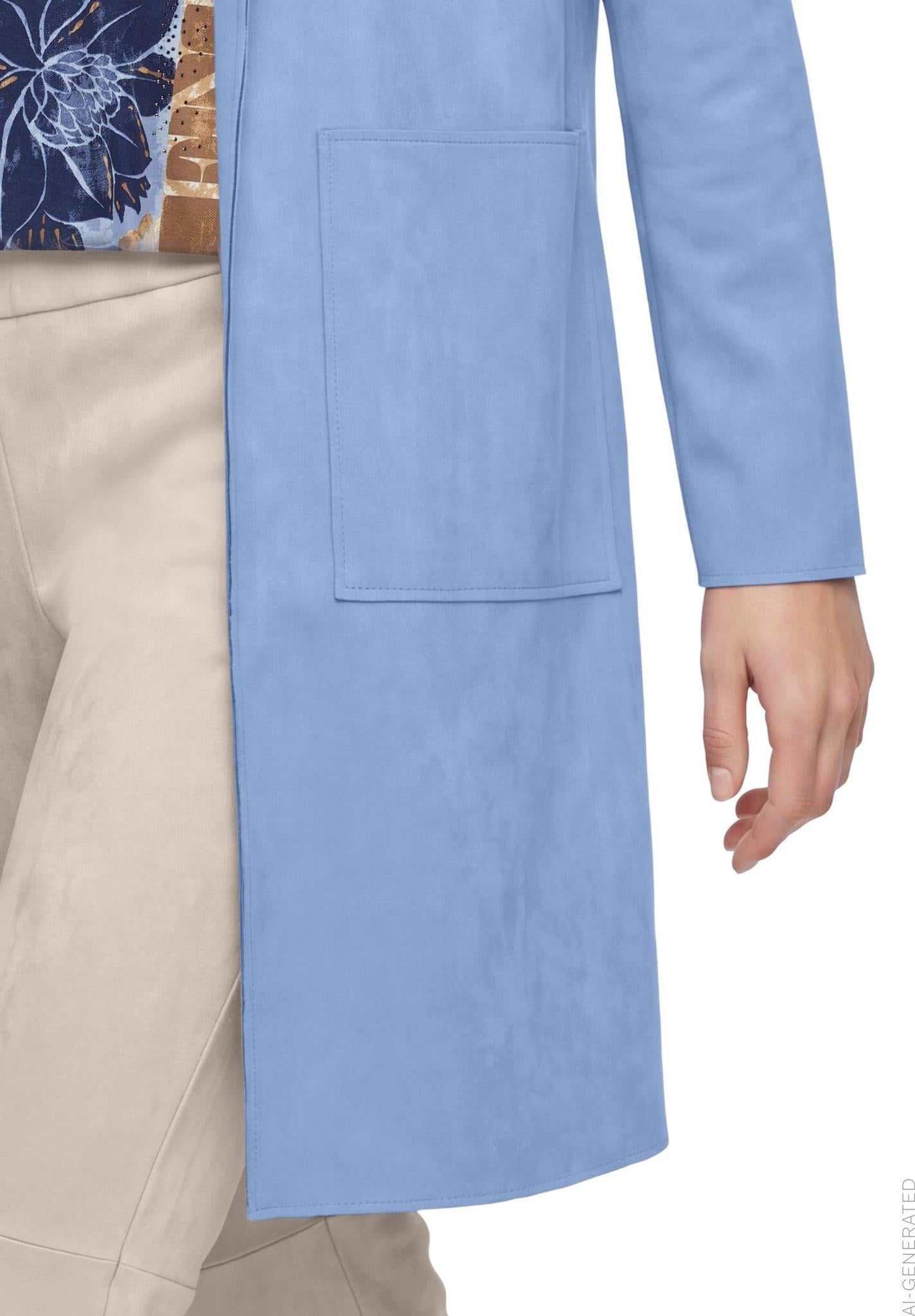 Betty Barclay suede-effect longline blazer in blue, 4412/1178, detail view