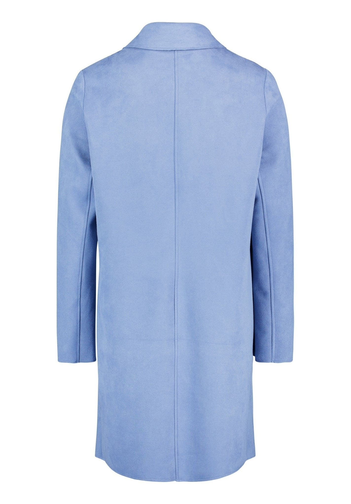 Betty Barclay suede-effect longline blazer in blue, 4412/1178, angled view