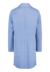 Betty Barclay suede-effect longline blazer in blue, 4412/1178, angled view