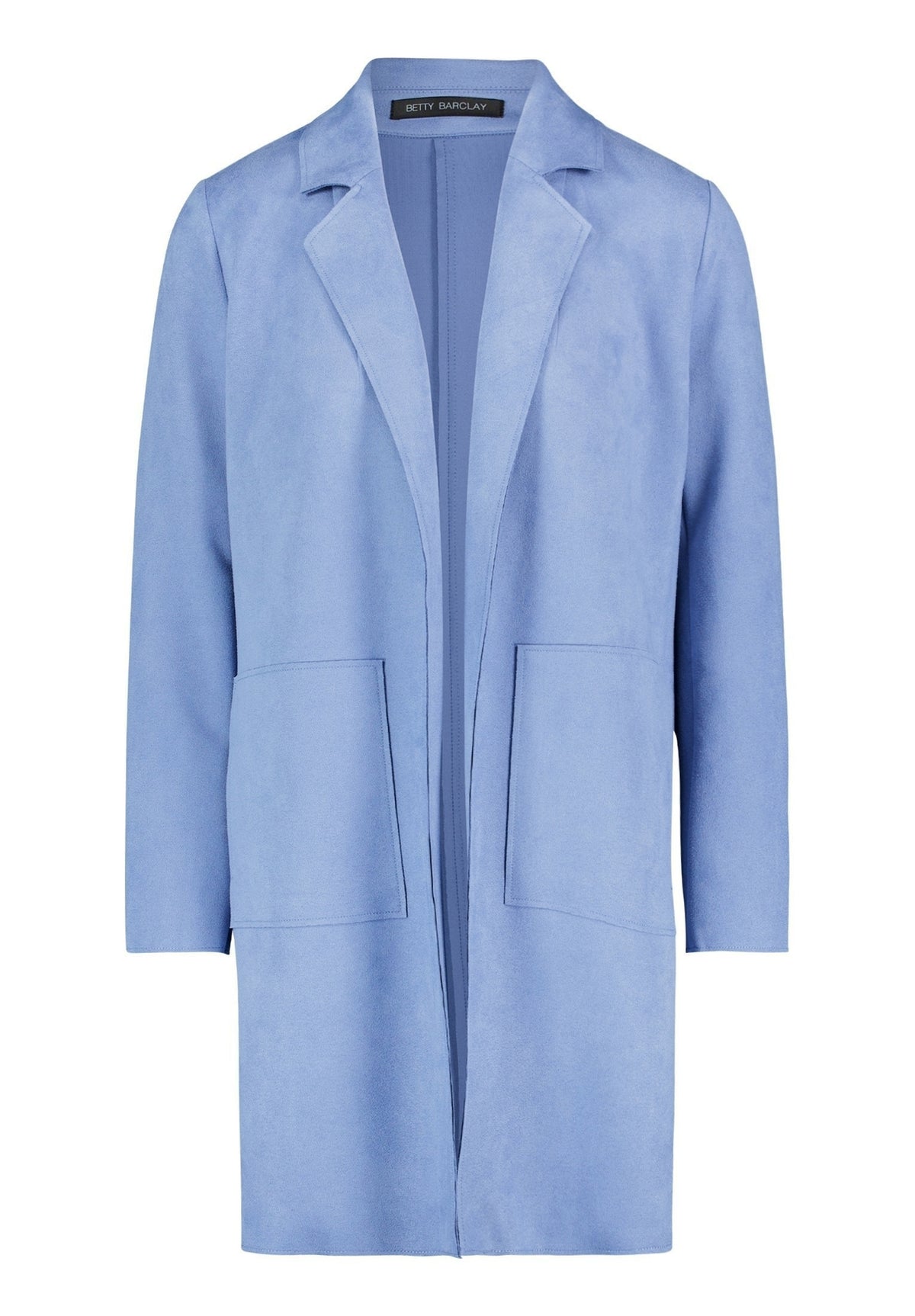 Betty Barclay suede-effect longline blazer in blue, 4412/1178, front view