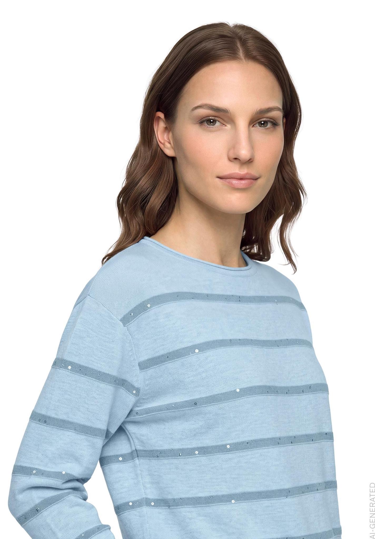 Betty Barclay striped round-neck knit jumper in blue, 5494/2033, detail view