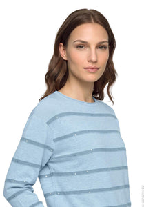 Betty Barclay striped round-neck knit jumper in blue, 5494/2033, detail view