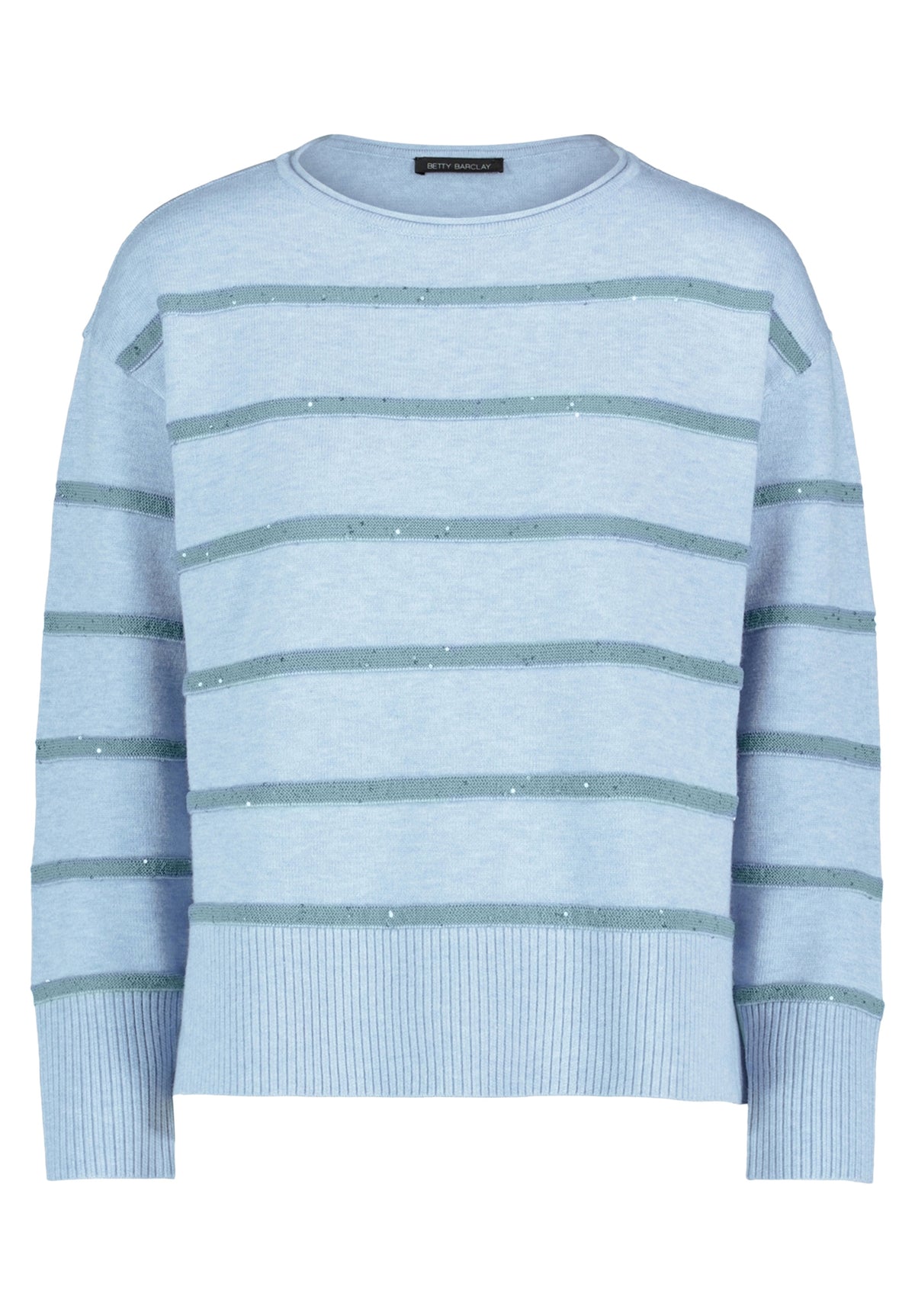 Betty Barclay striped round-neck knit jumper in blue, 5494/2033, front view