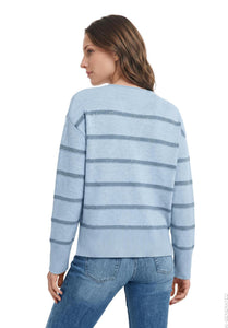 Betty Barclay striped round-neck knit jumper in blue, 5494/2033, back view
