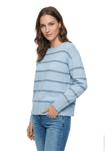 Betty Barclay striped round-neck knit jumper in blue, 5494/2033, model view