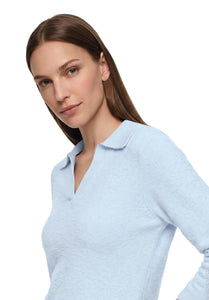 Betty Barclay polo-collar knit jumper in ice blue, 5503/2043, detail view