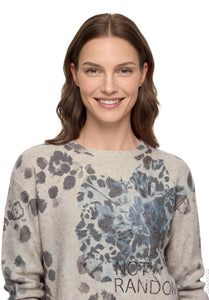 Betty Barclay floral rhinestone knit jumper in beige, 5513/2054, detail view