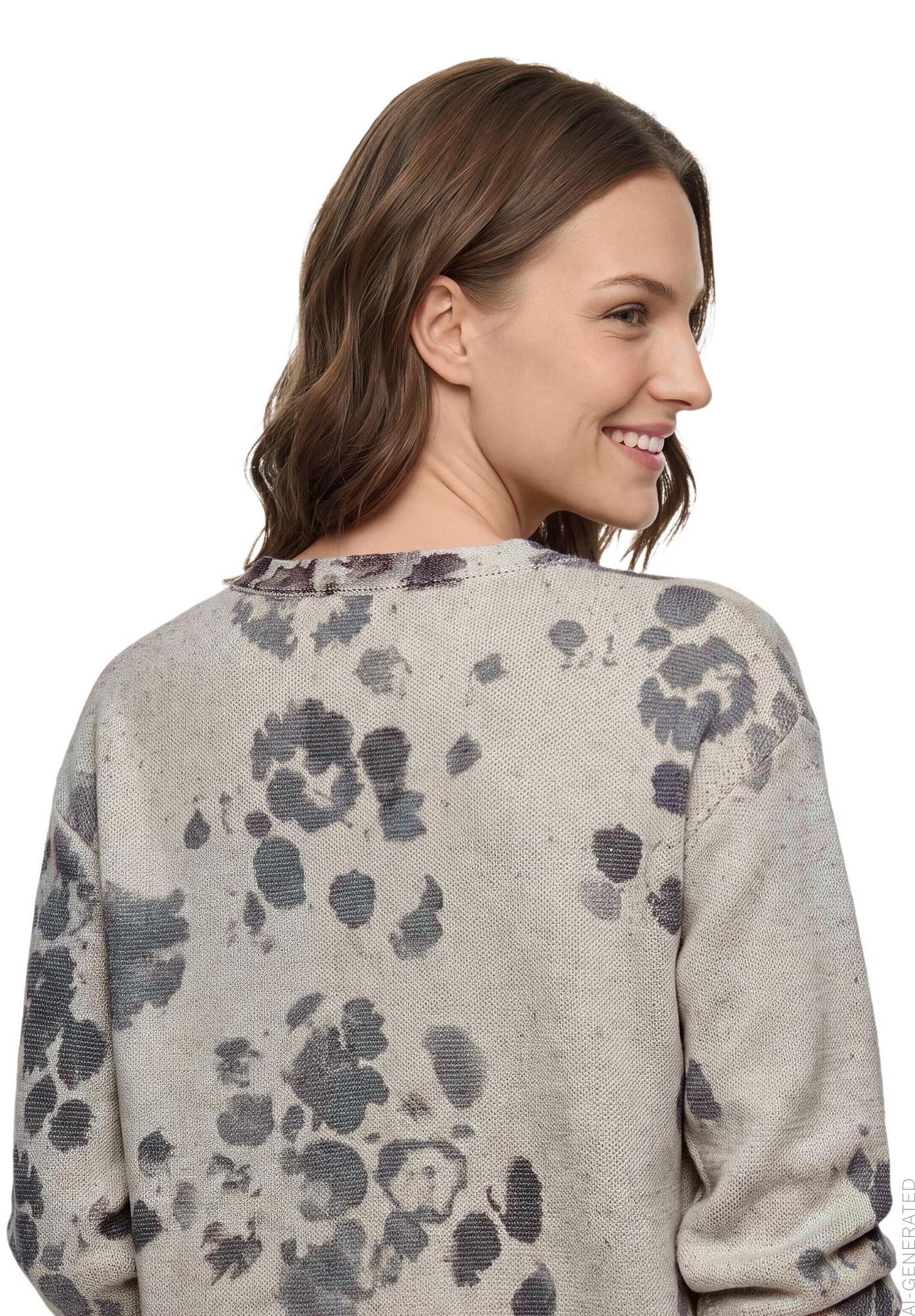 Betty Barclay floral rhinestone knit jumper in beige, 5513/2054, detail view