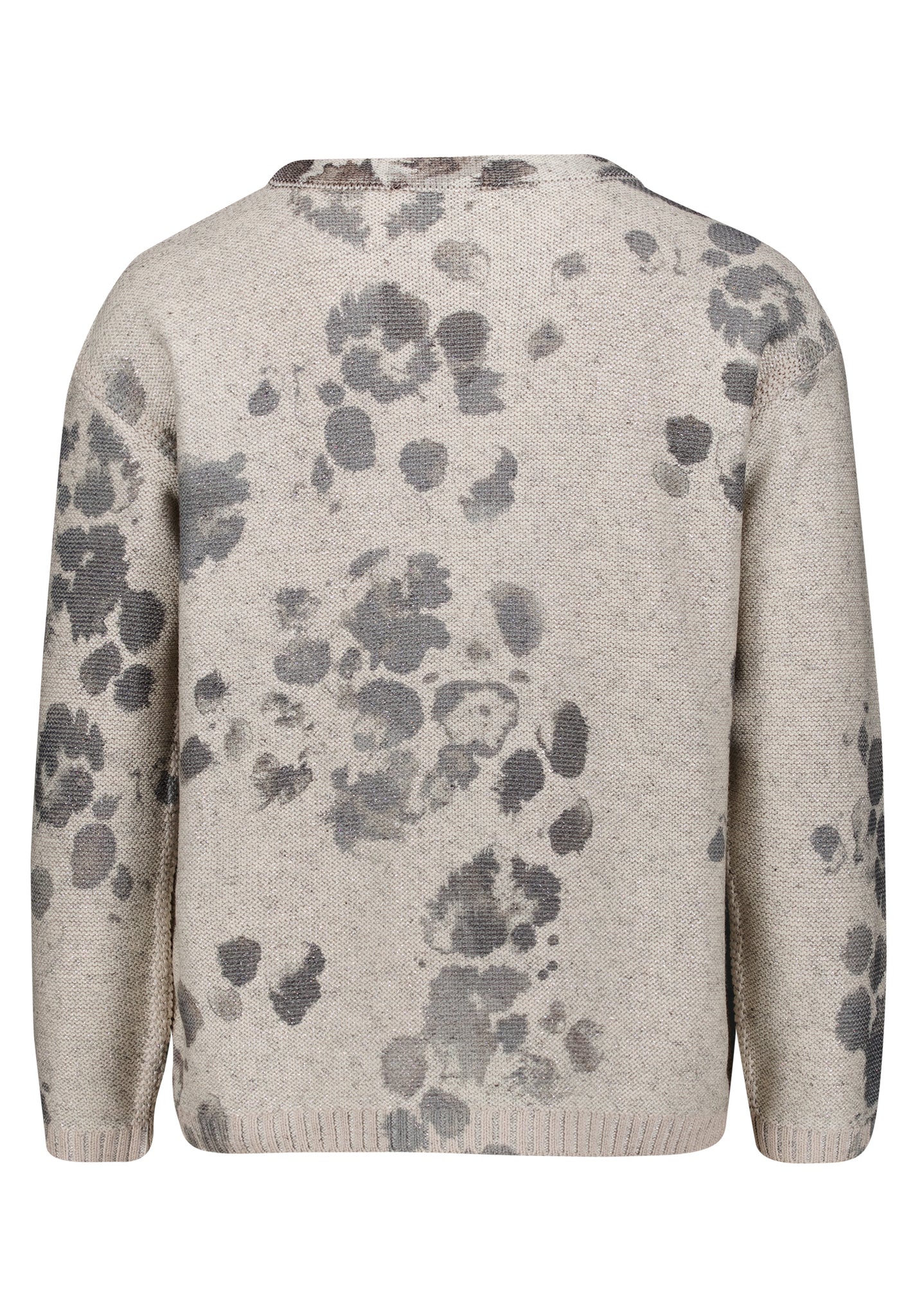 Betty Barclay floral rhinestone knit jumper in beige, 5513/2054, angled view