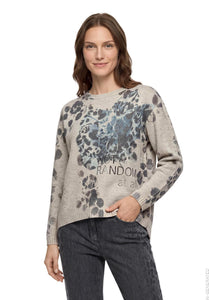 Betty Barclay floral rhinestone knit jumper in beige, 5513/2054, model view
