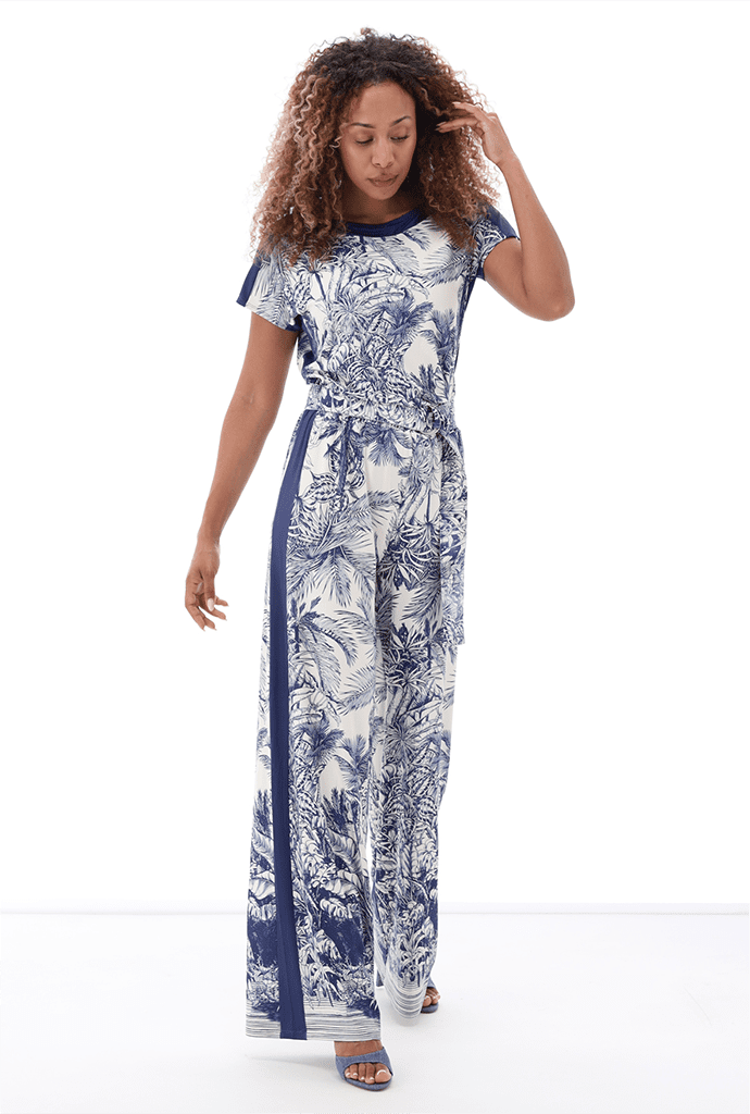 K Design Printed Navy Jumpsuit