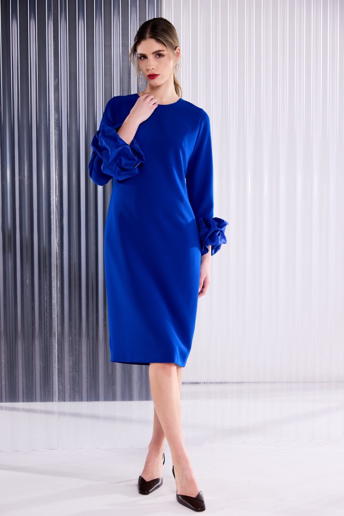 Kate Cooper Royal Blue Ruched Cuff Dress AW26149