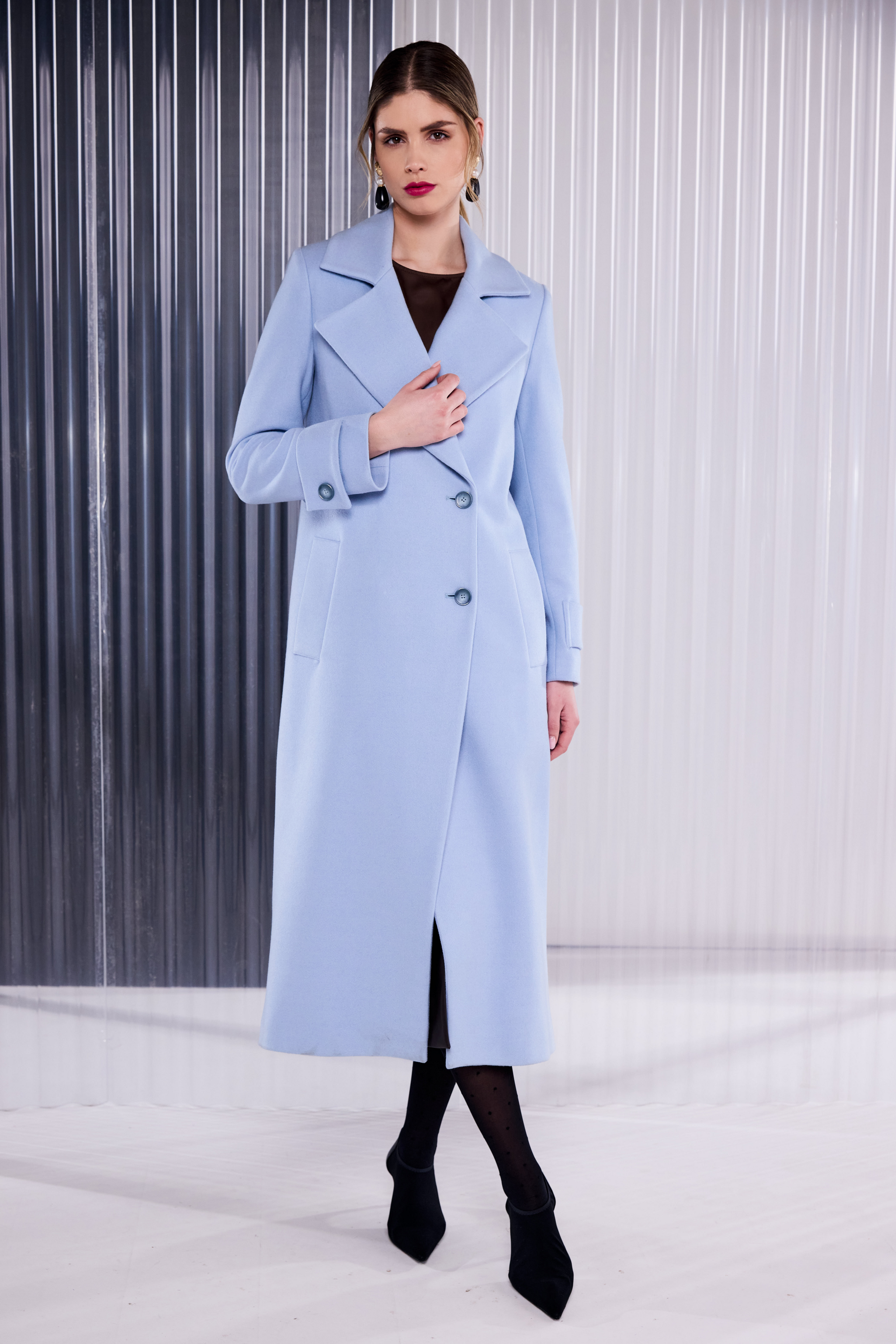Kate Cooper Sky Blue Wool Blend Coat KCAW26103