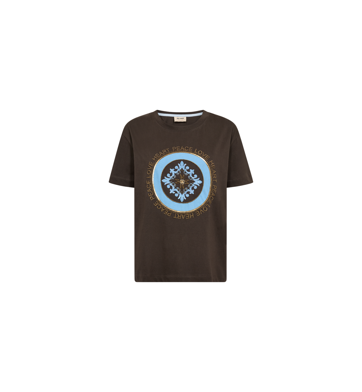 Mos Mosh Asli Dark Brown Graphic T-Shirt 180740 — front view