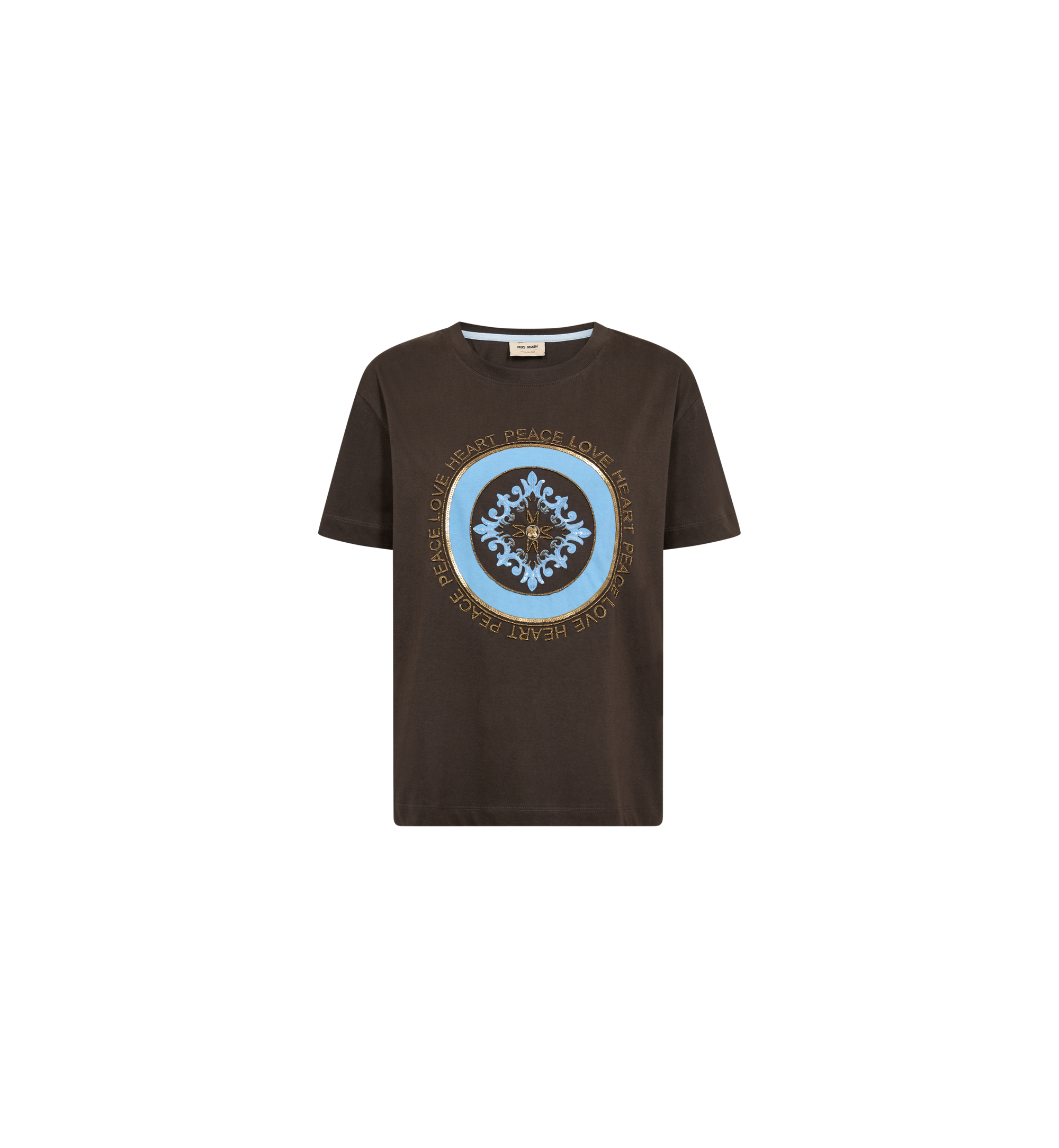Mos Mosh Asli Dark Brown Graphic T-Shirt 180740 — front view
