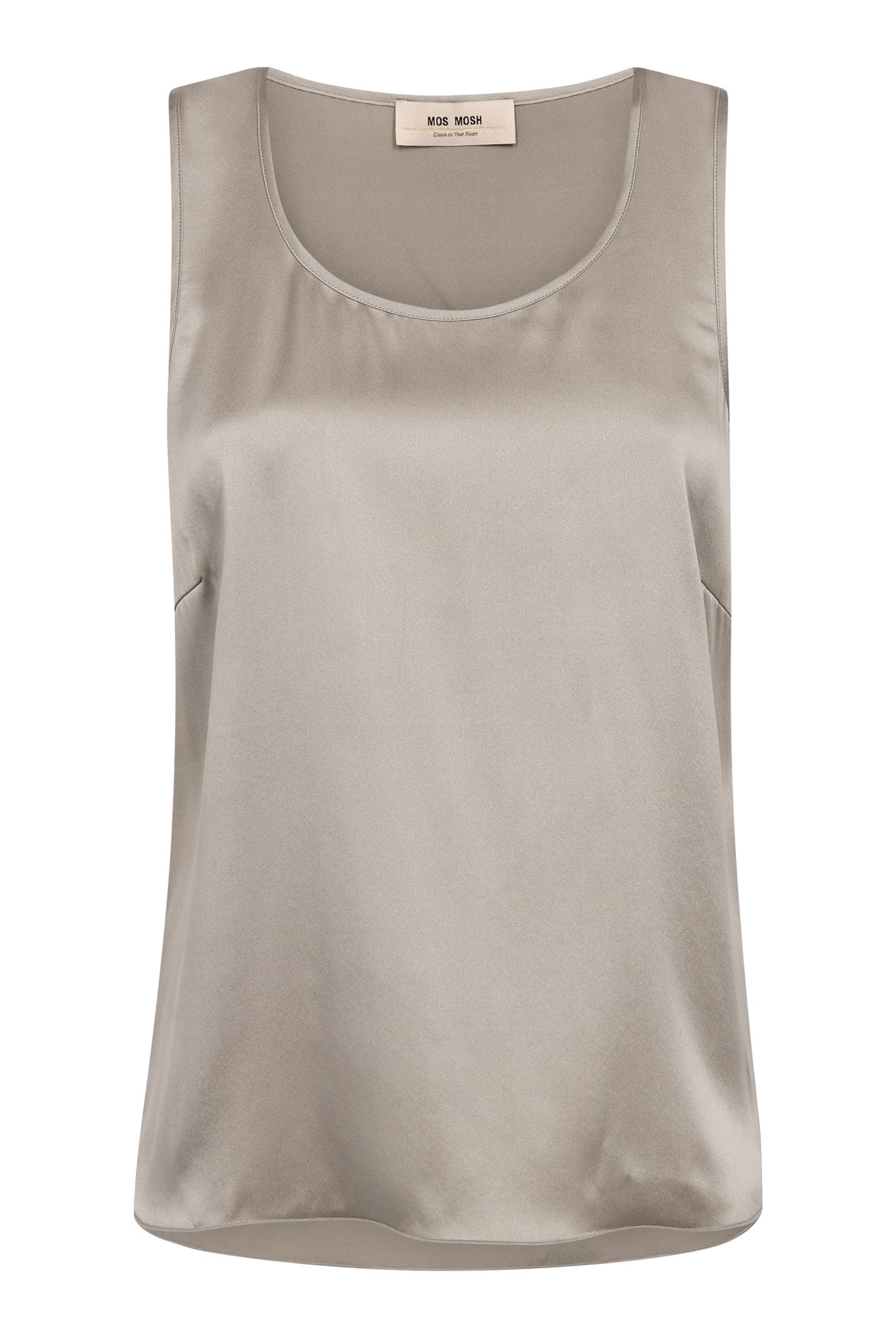 Mos Mosh Astrid Metallic Grey Silk Vest 134710 — front view