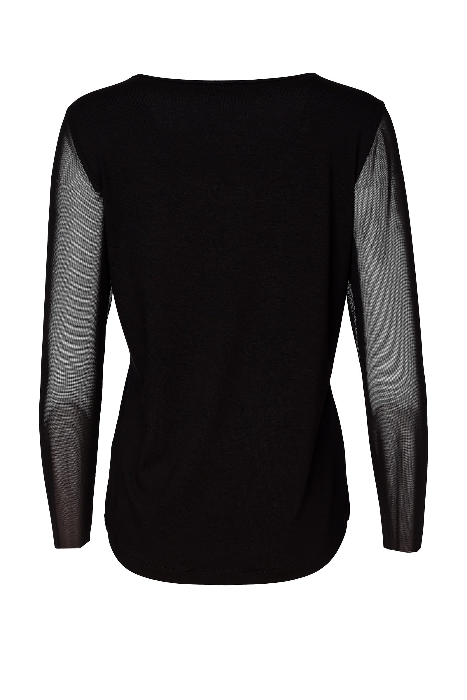Naya Jersey Round Neck Top With Mesh Sleeve
