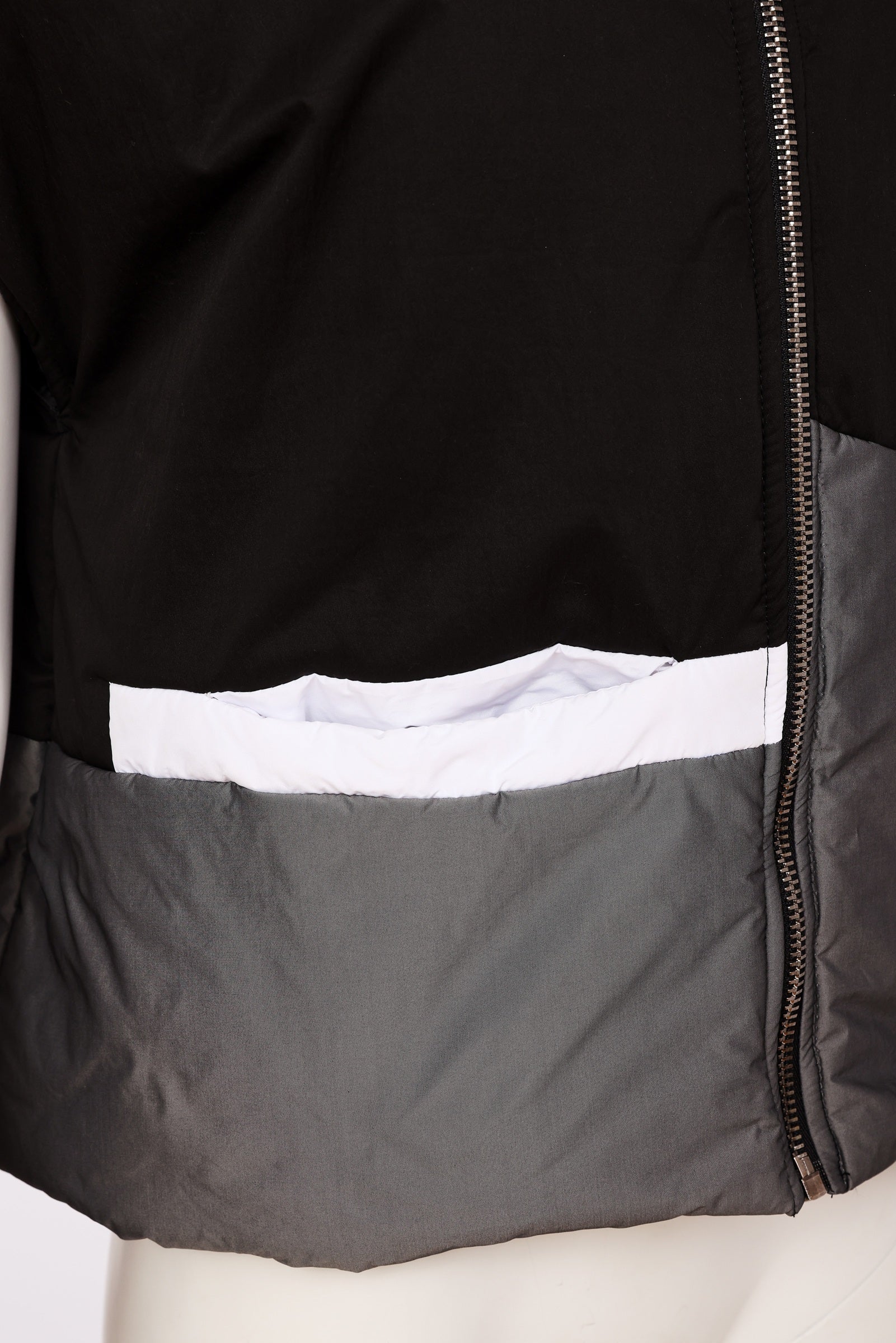 Naya Colour Block Short Hooded Waistcoat With Zip Closing